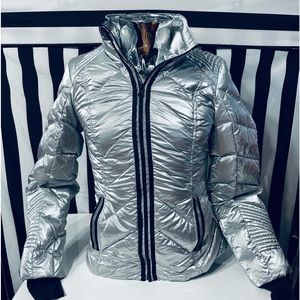 Superhero Metallic Silver Down Puffer Jacket